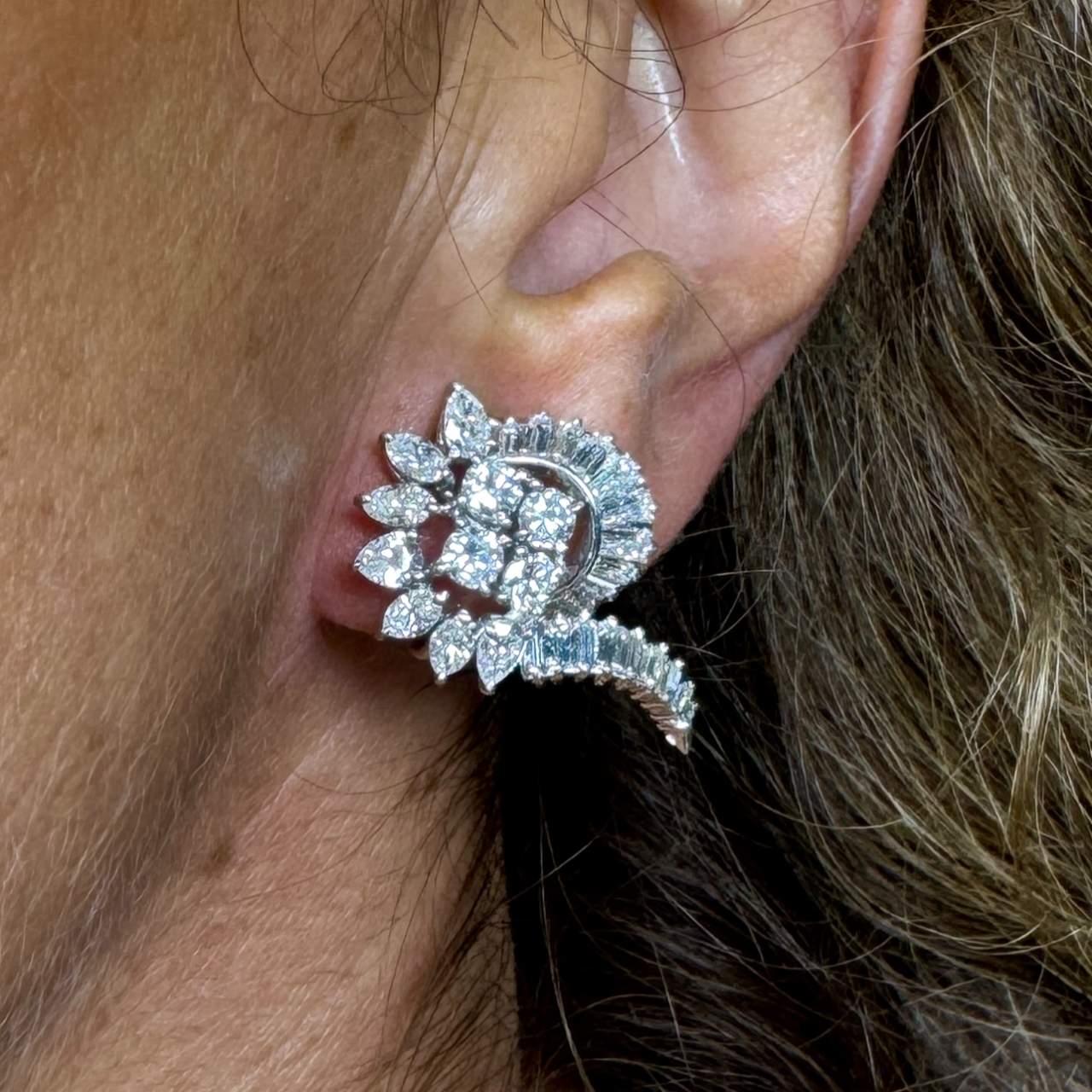 Art Deco Platinum 5.50 Ct. Diamond Earrings