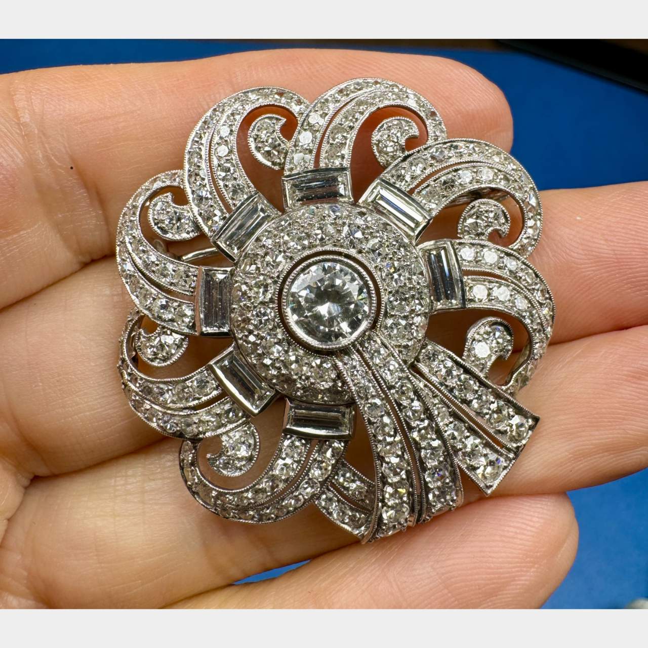 Art Deco 7.95 Ct. Diamond Brooch