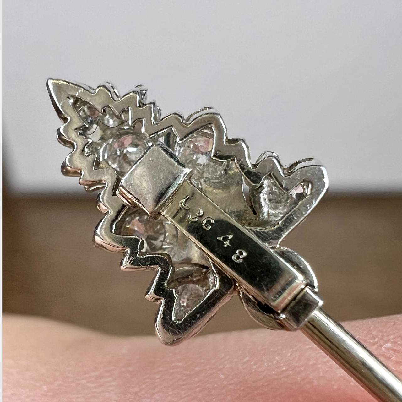 BEAUTIFUL Art Deco Jade & Diamond Pin