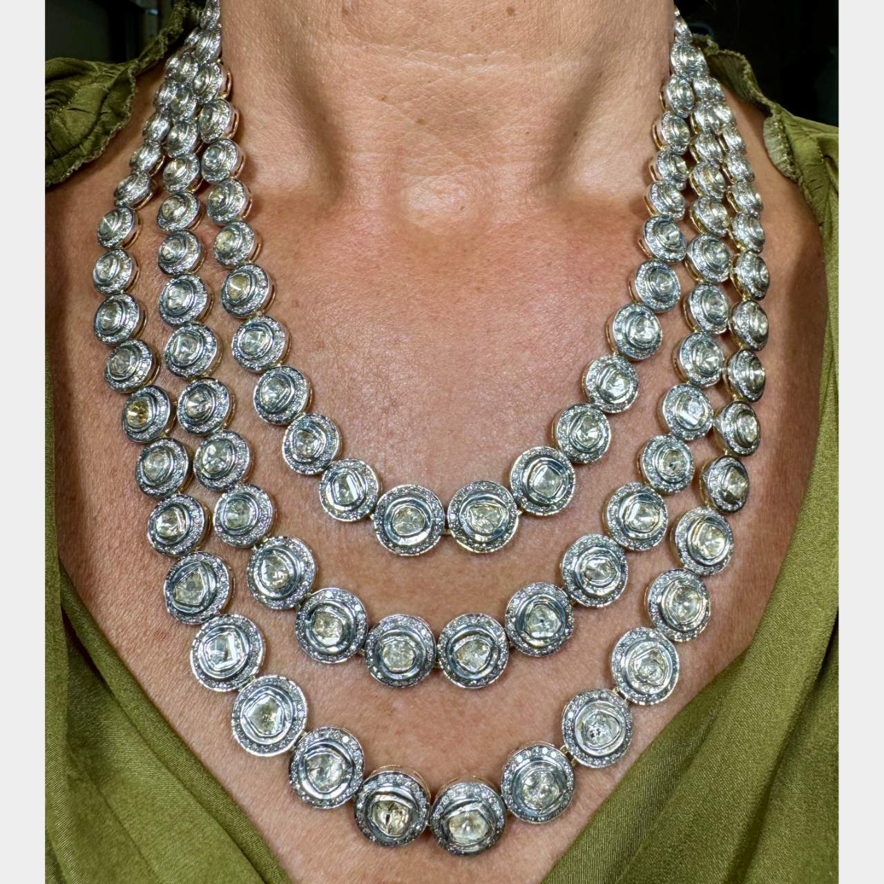 70 Ct Rose Cut Diamond Necklace