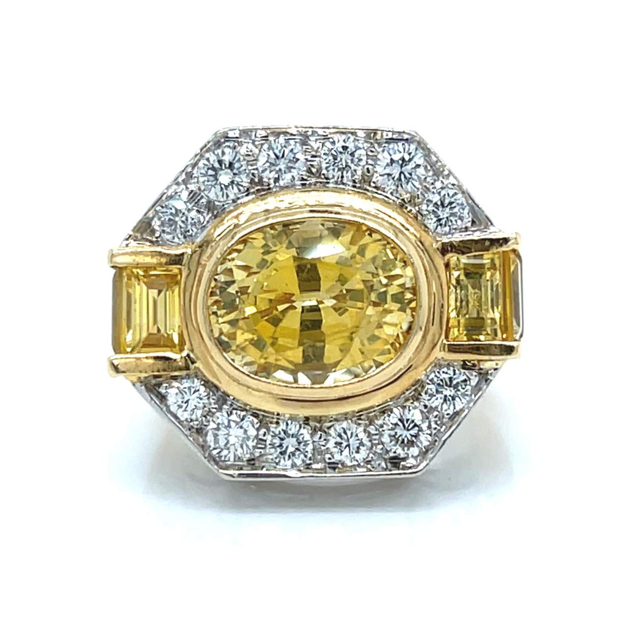 18K Yellow Gold 5.00 Ct. Yellow Sapphire & Diamond Ring