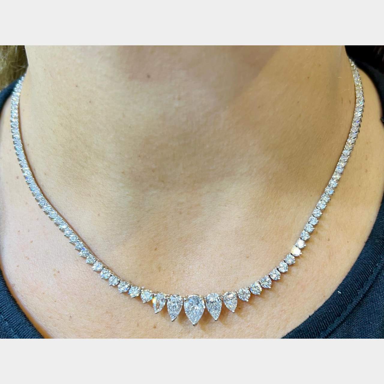 14K White Gold 12.70 Ct. Diamond Necklace