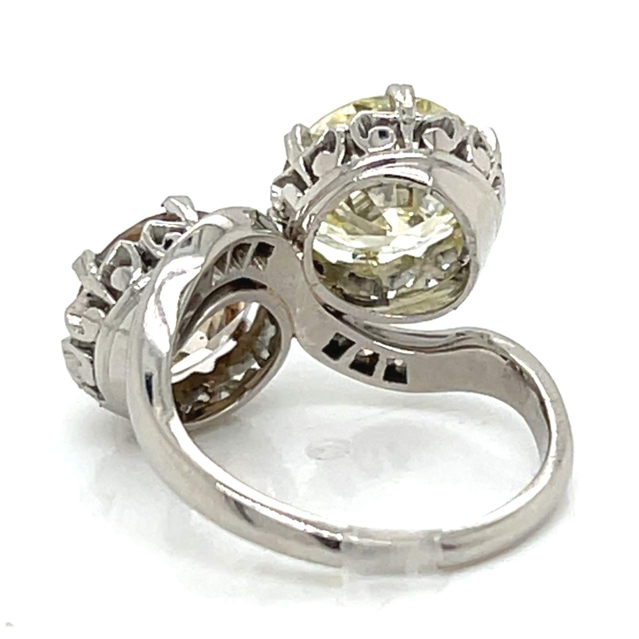 Art Deco Platinum Fancy Yellow & Fancy Brown Diamond Ring - Image 3
