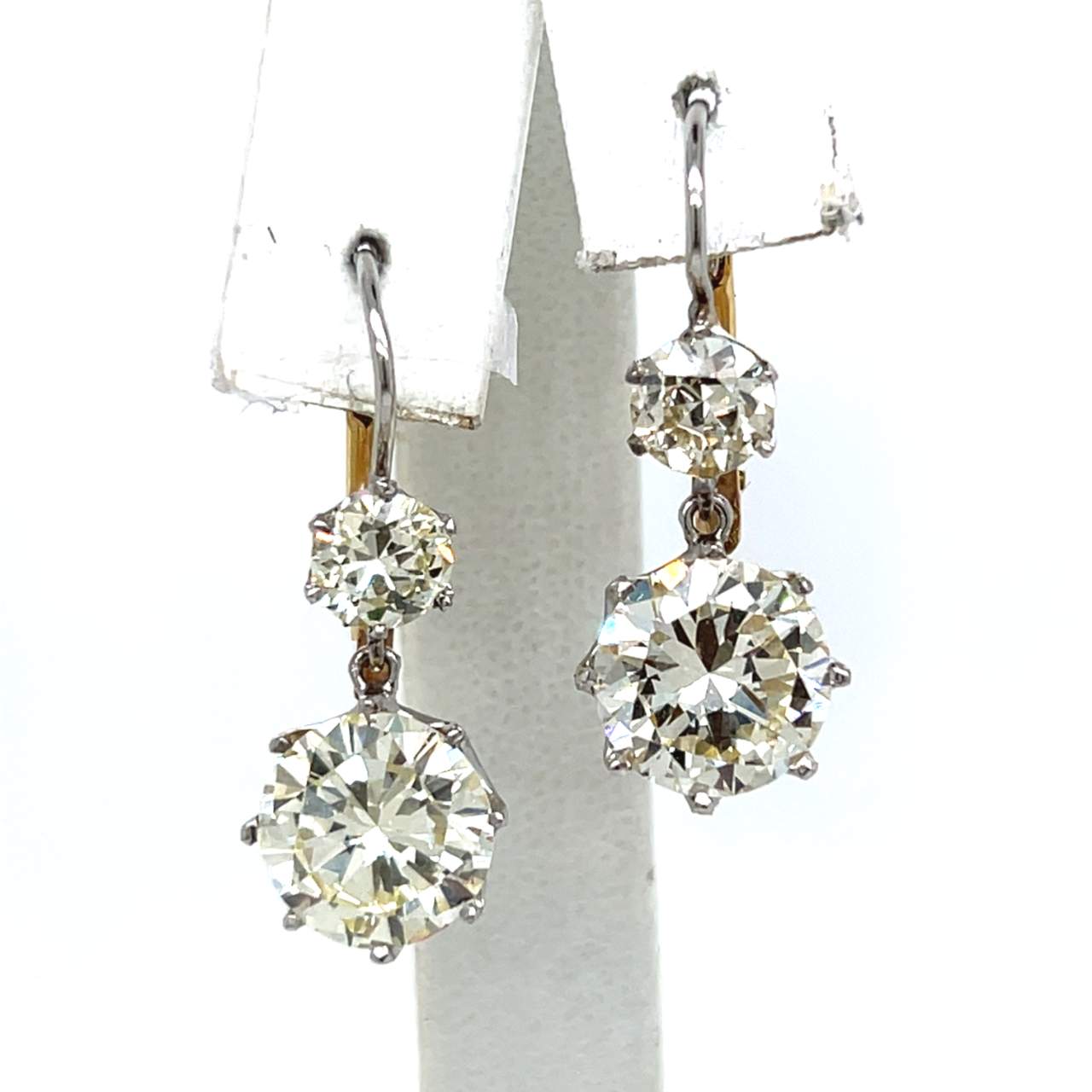 Art Deco Platinum & 18K Yellow Gold 7.91 Ct. Diamond Earrings