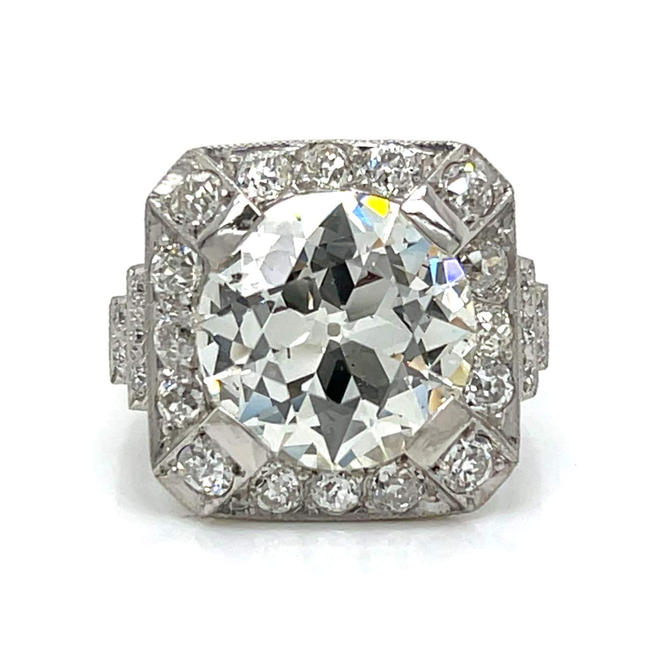 Art Deco Platinum GIA Certified 5.35 Ct. Diamond Ring