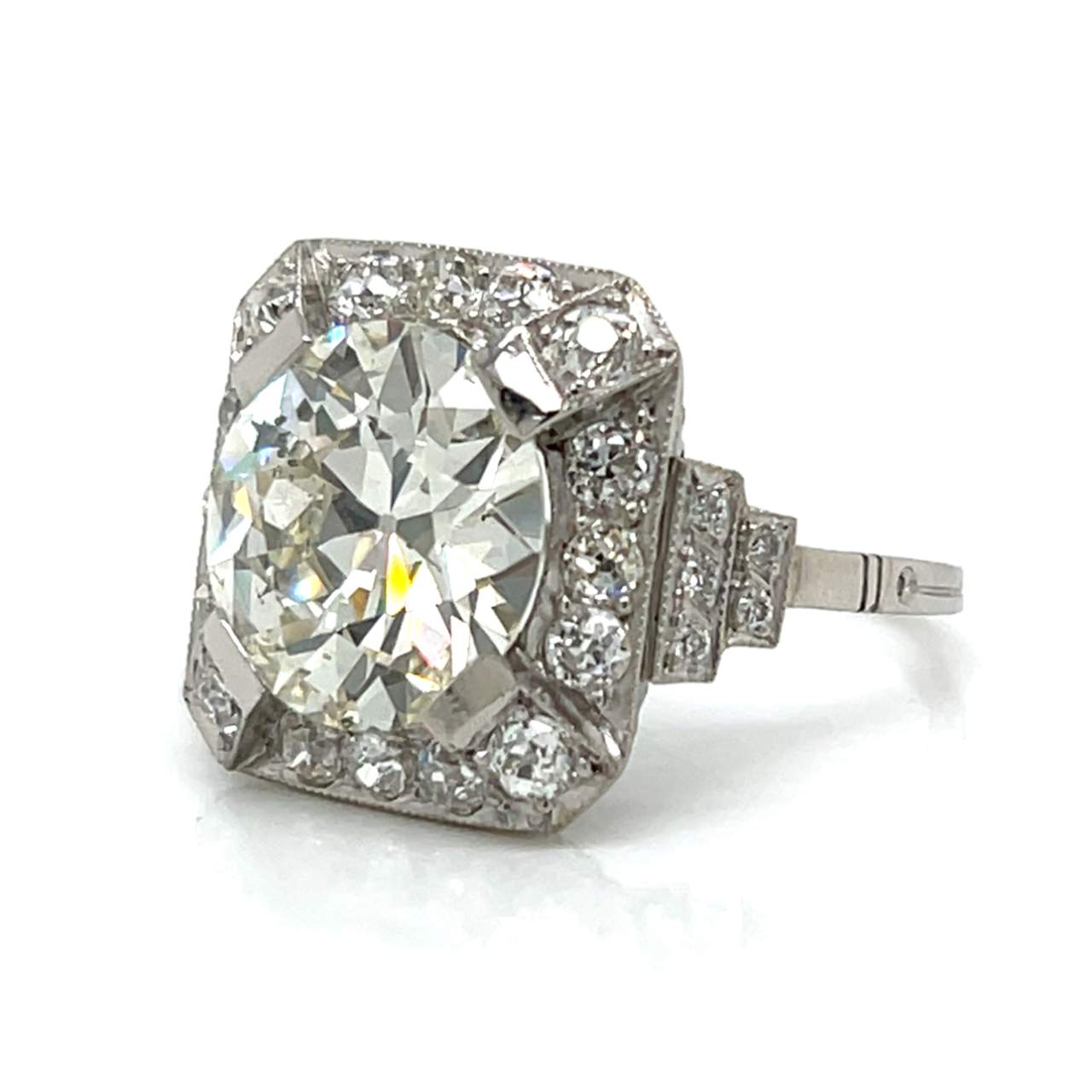 Art Deco Platinum GIA Certified 5.35 Ct. Diamond Ring