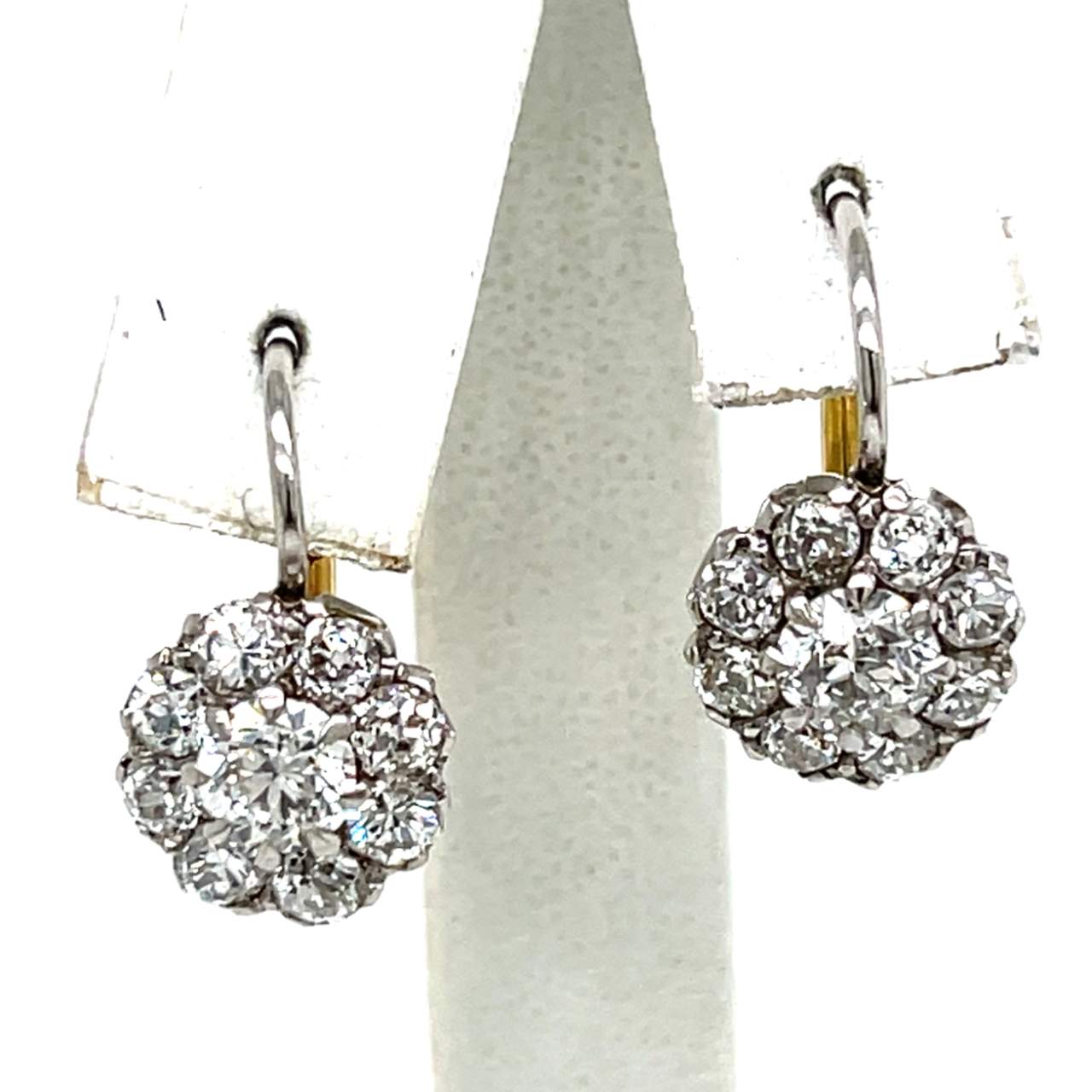 Platinum & 18K Yellow Gold 3.30 Ct. Diamond Earrings