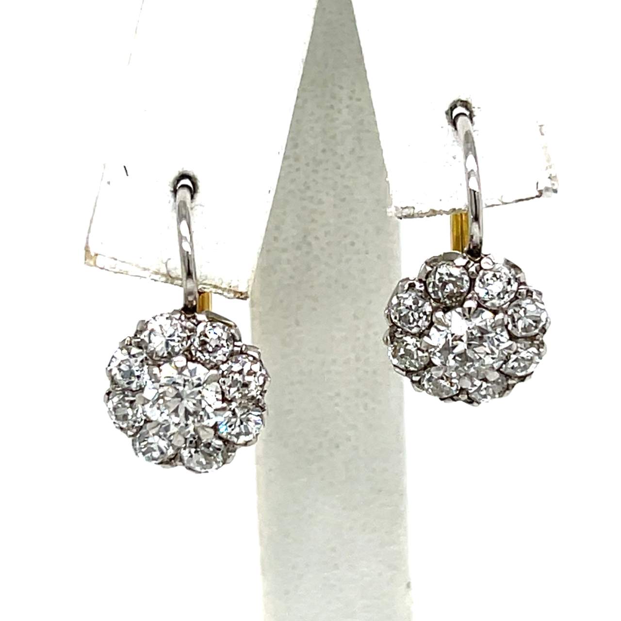 Platinum & Yellow Gold 4.90 Ct. Diamond Earrings