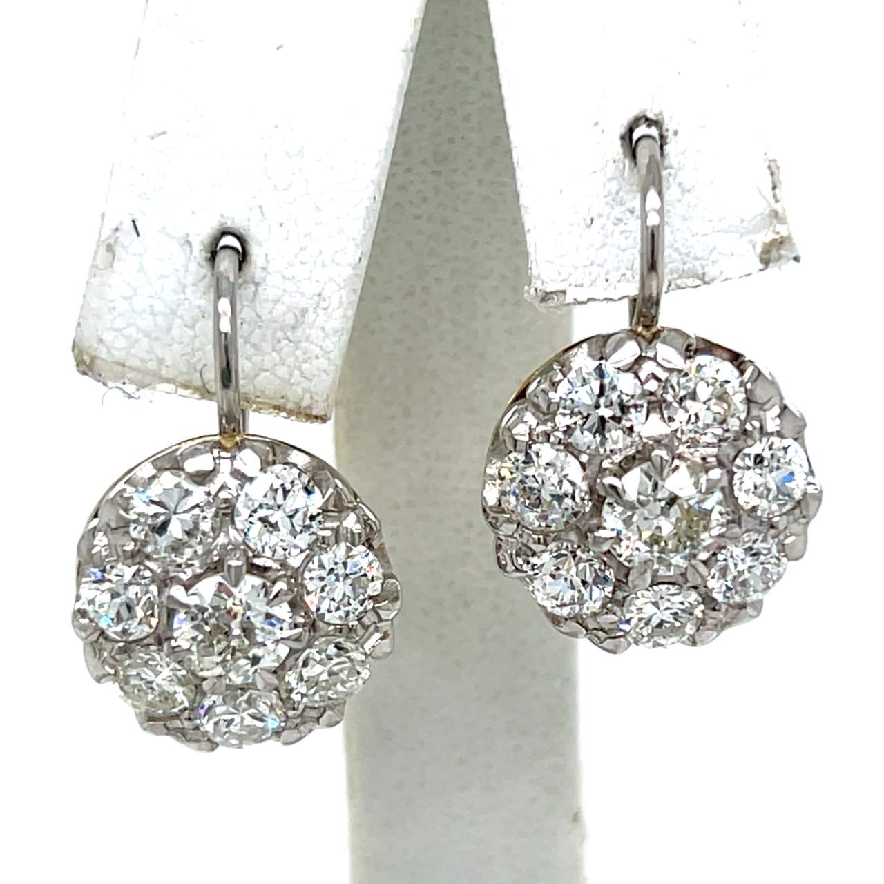 Platinum and 18K Yellow Gold 3.80 Ct. Diamond Earrings