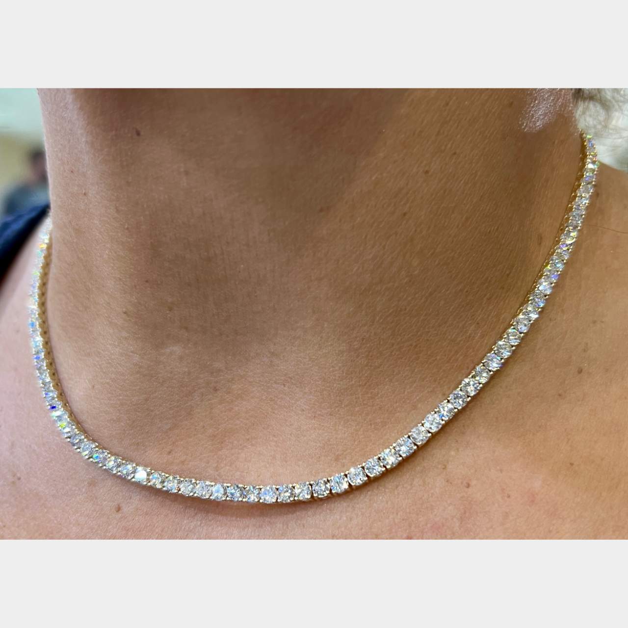 14K Yellow Gold 15.25 Ct. Diamond Tennis Necklace