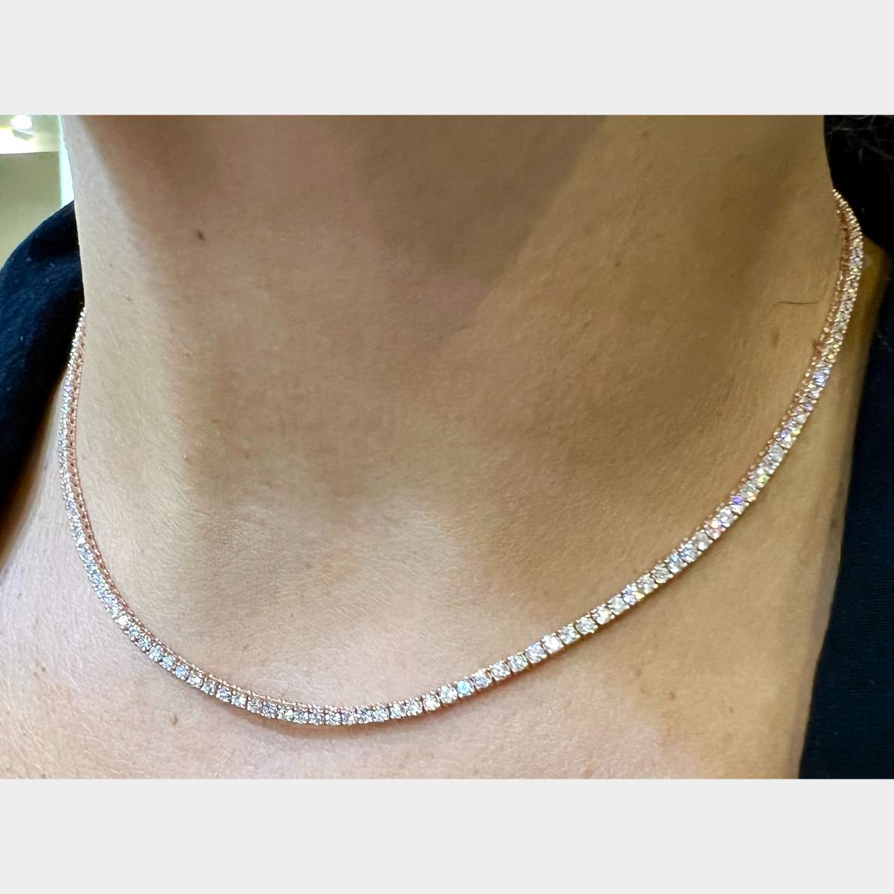 14K Rose Gold 6.20 Ct. Diamond Tennis Necklace