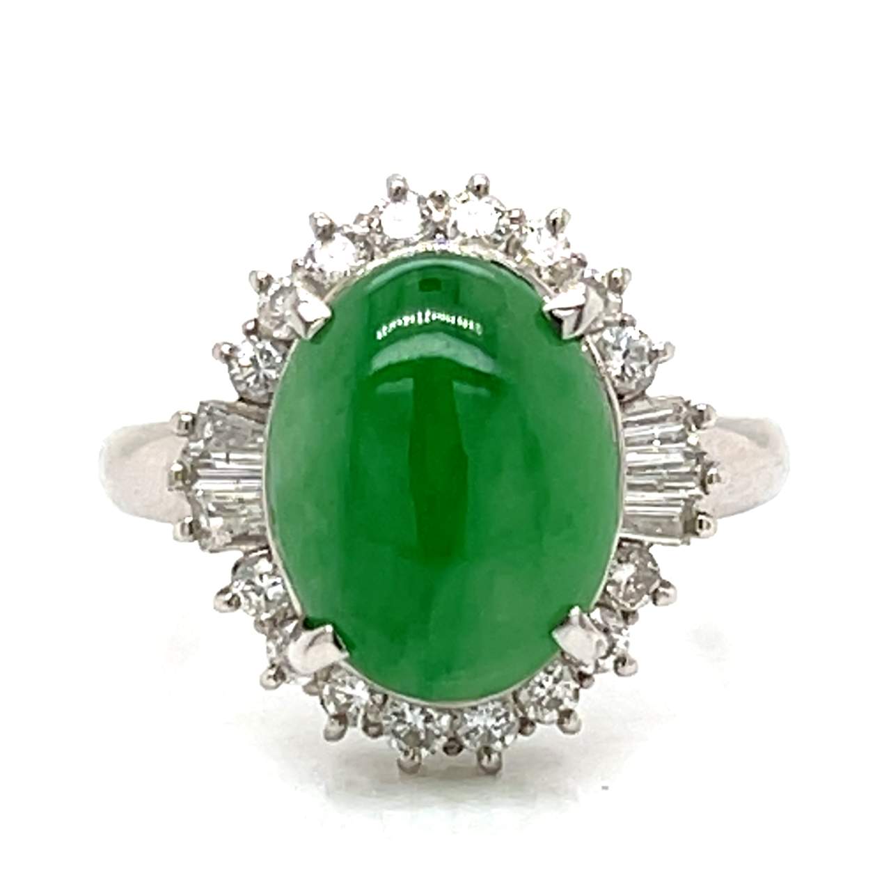 Platinum GIA Certified Jade & Diamond Ring