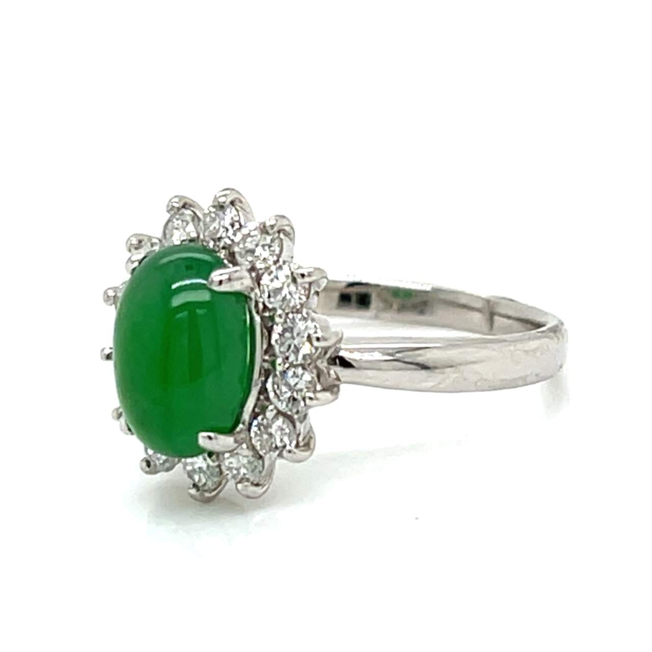 Platinum GIA Certified 2.51 Ct. Jade & Diamond Ring