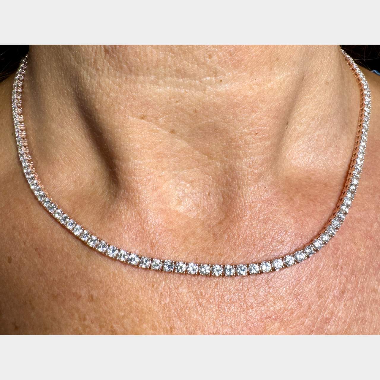 14K Rose Gold 10.40 Ct. Diamond Tennis Necklace