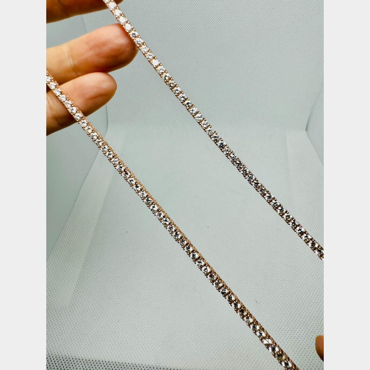 14K Rose Gold 10.40 Ct. Diamond Tennis Necklace