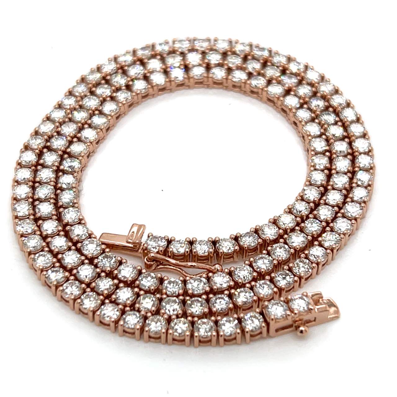 14K Rose Gold 10.40 Ct. Diamond Tennis Necklace