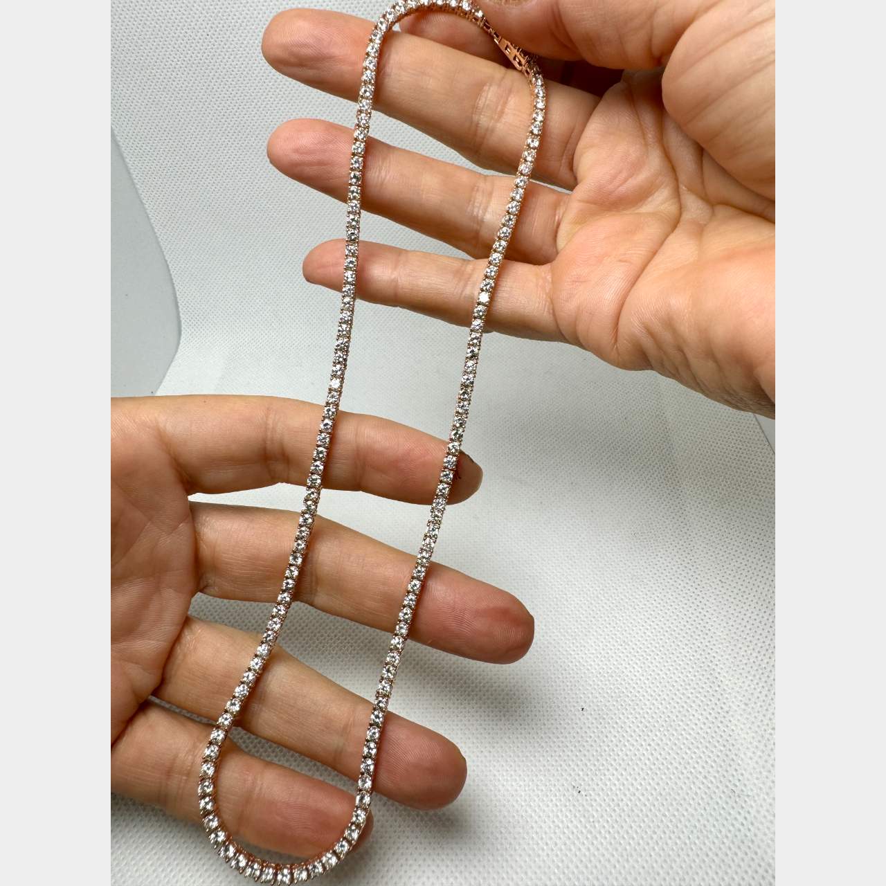 14K Rose Gold 10.40 Ct. Diamond Tennis Necklace