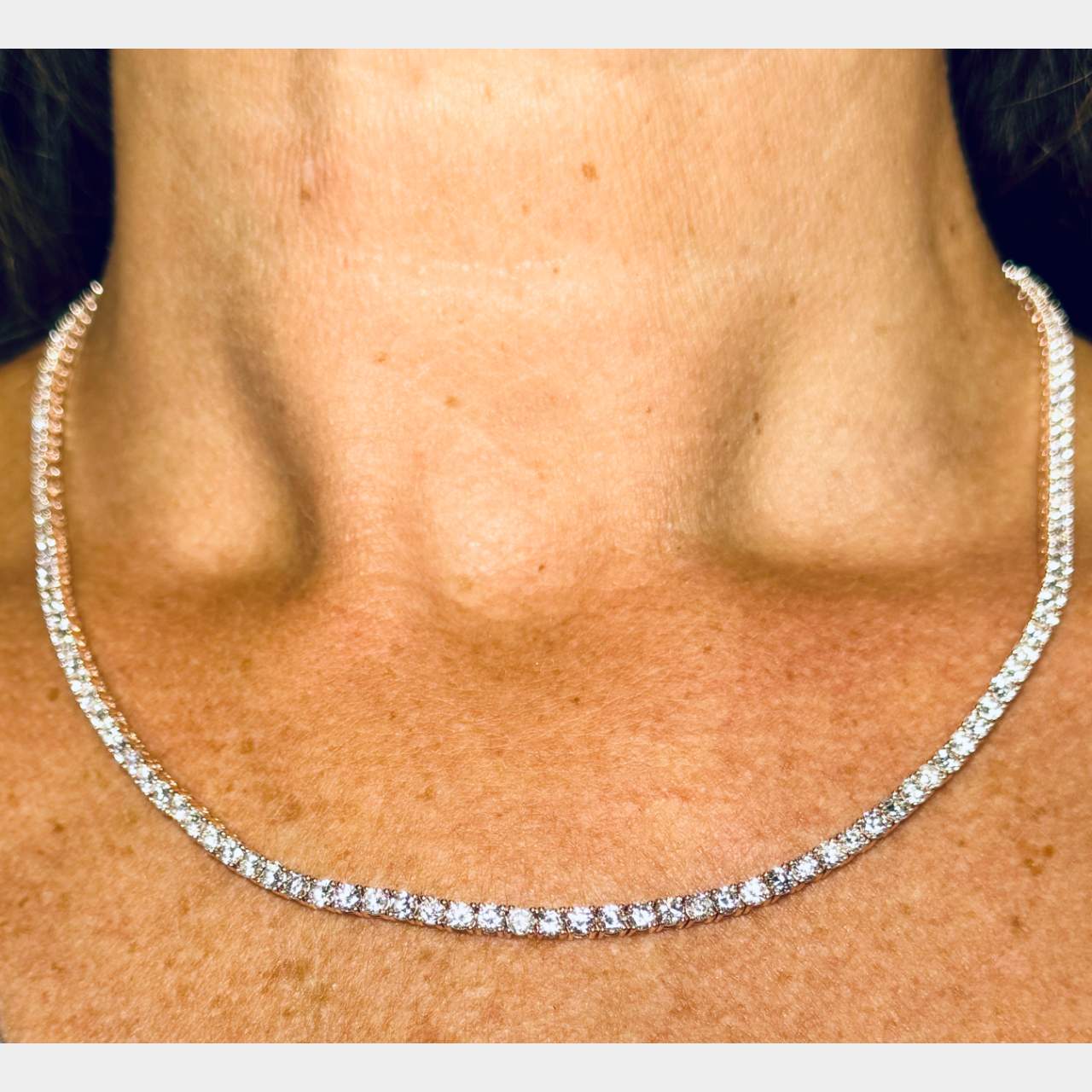 14K Rose Gold 13.90 Ct. Diamond Tennis Necklace