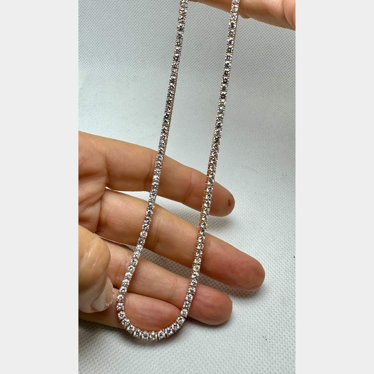14K Rose Gold 13.90 Ct. Diamond Tennis Necklace