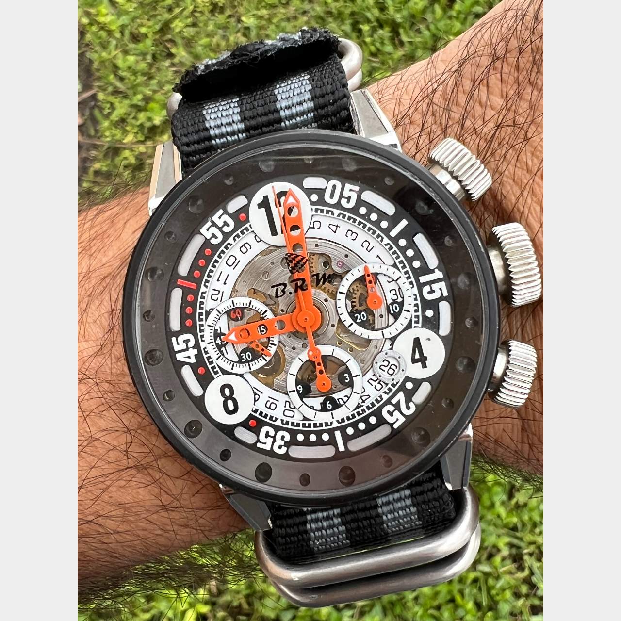 BRM Stainless Steel Skeleton Chronograph Watch
