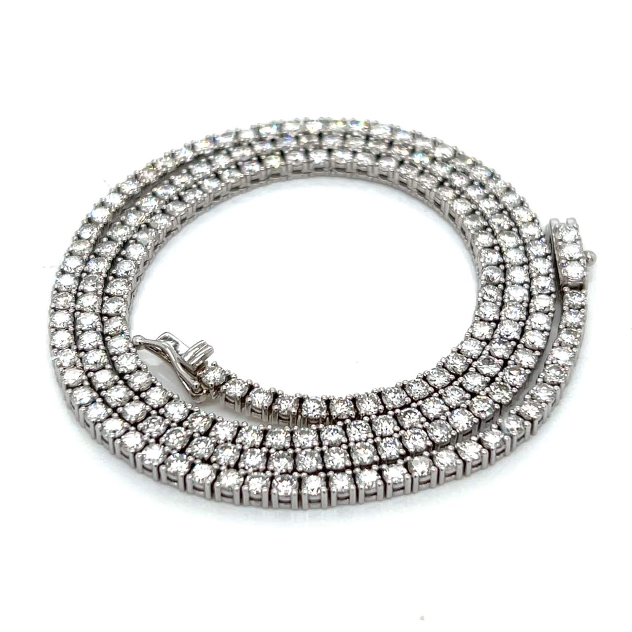 14K White Gold 10.60 Ct. Diamond Tennis Necklace