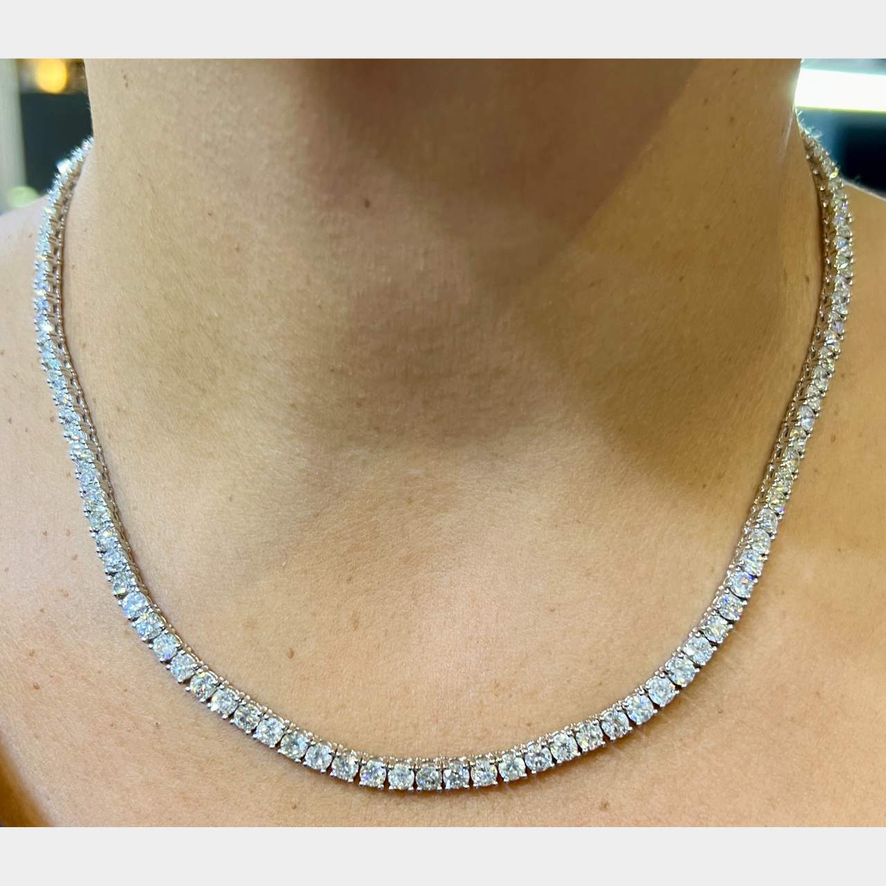 14K White Gold 24.10 Ct. Diamond Tennis Necklace