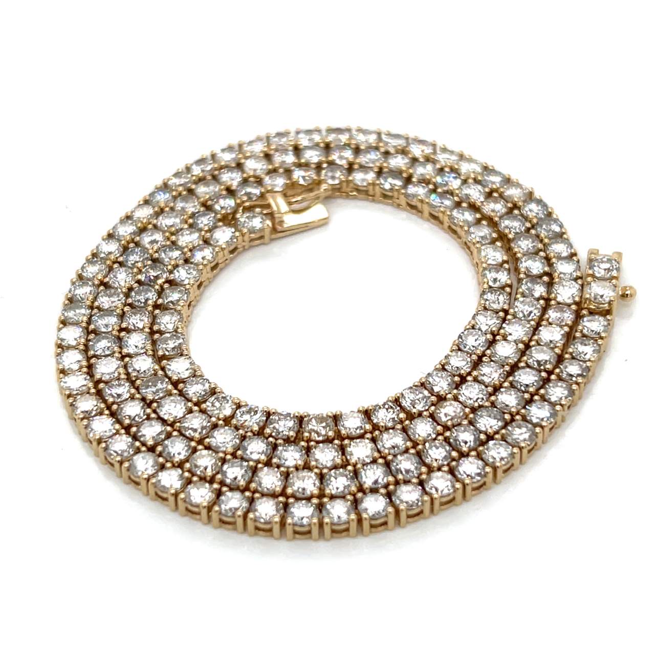 14K Yellow Gold 14.80 Ct. Diamond Tennis Necklace