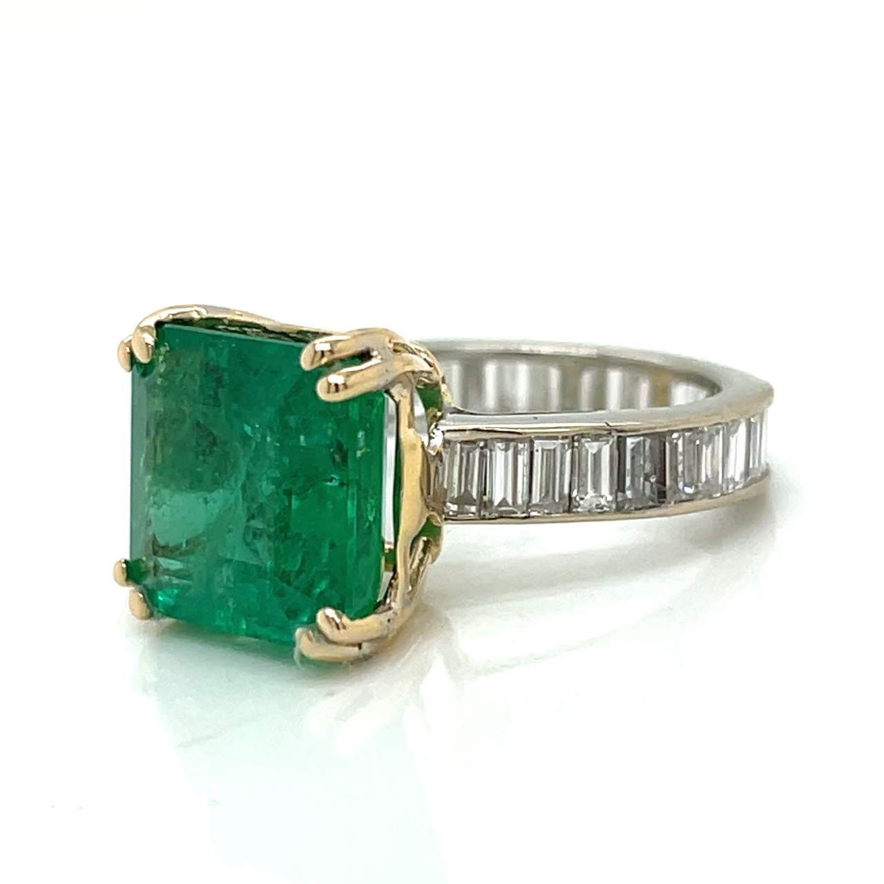 18K Yellow & White Gold 8.64 Ct. Colombian Emerald & Diamond Ring