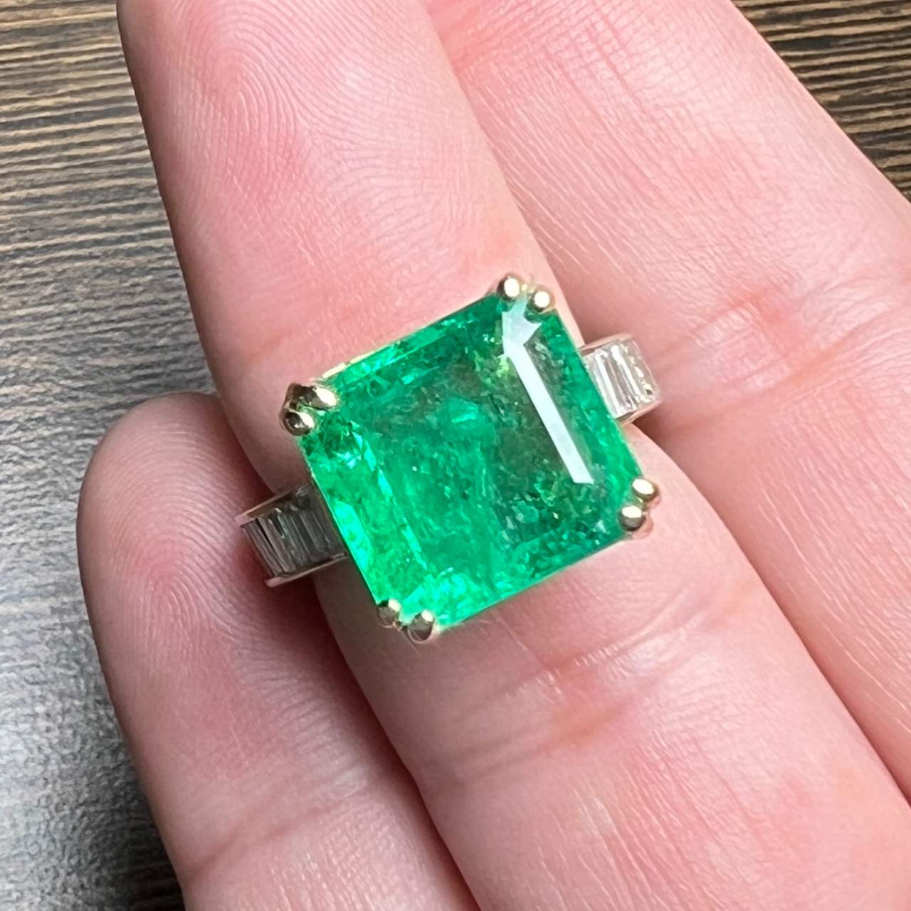 18K Yellow & White Gold 8.64 Ct. Colombian Emerald & Diamond Ring