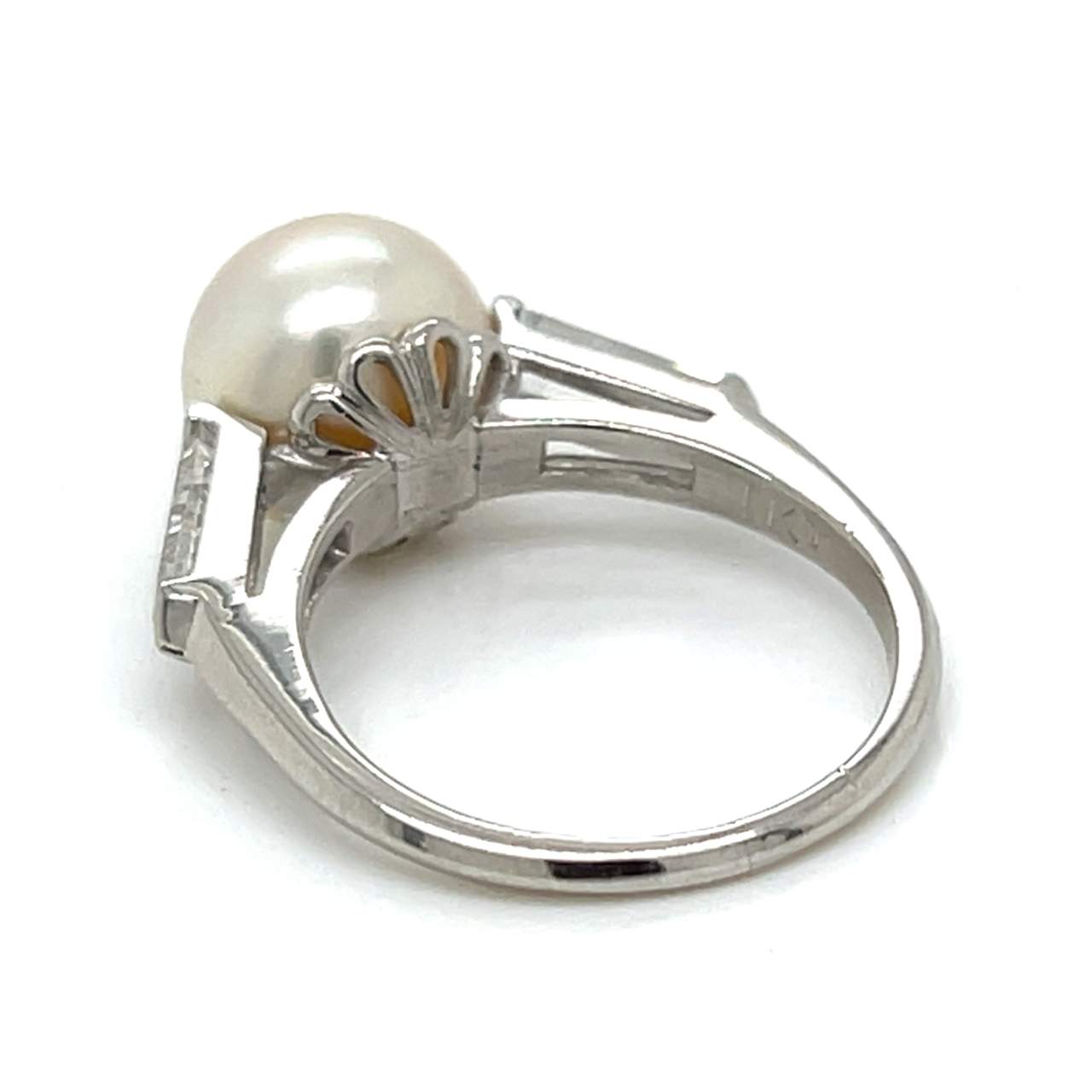 Art Deco Platinum Pearl & Diamond Ring