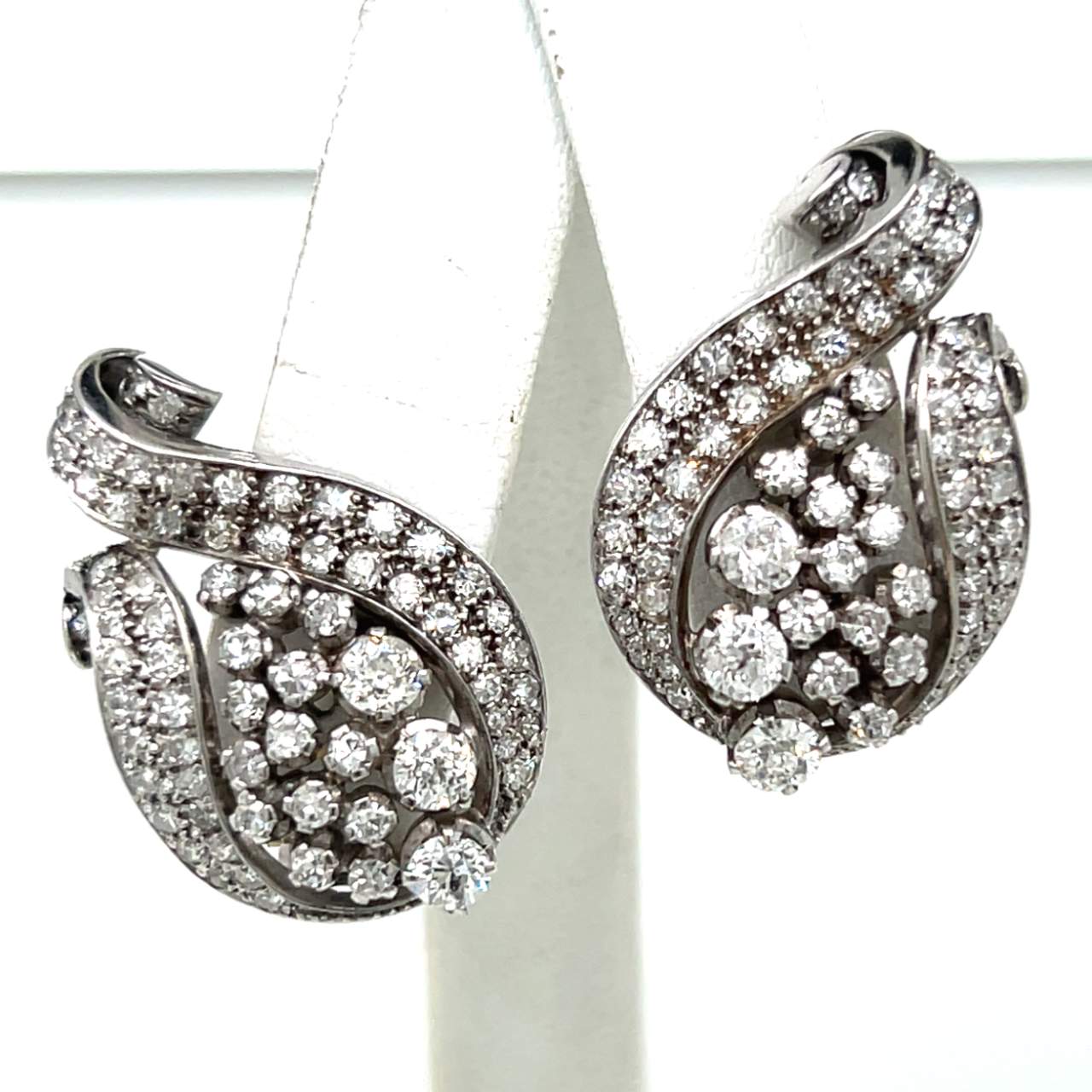 Art Deco Platinum 5.00 Ct. Diamond Earrings