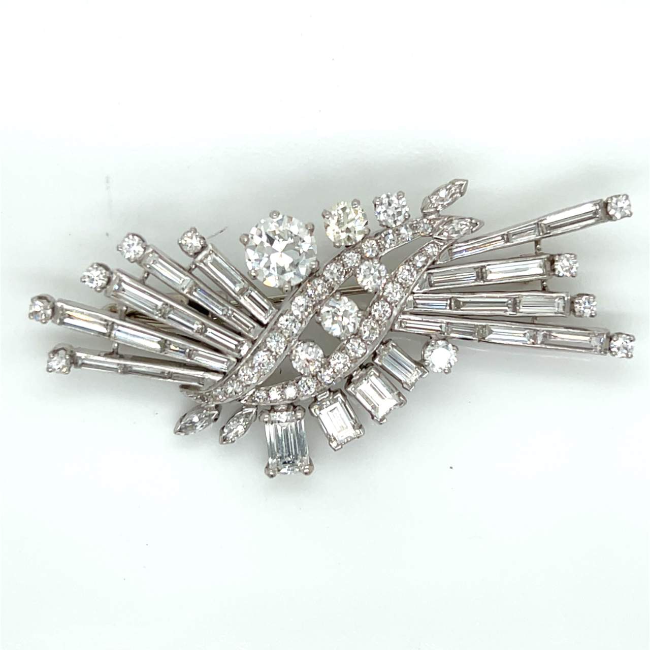 1950’s Platinum GIA Certified Diamond Brooch