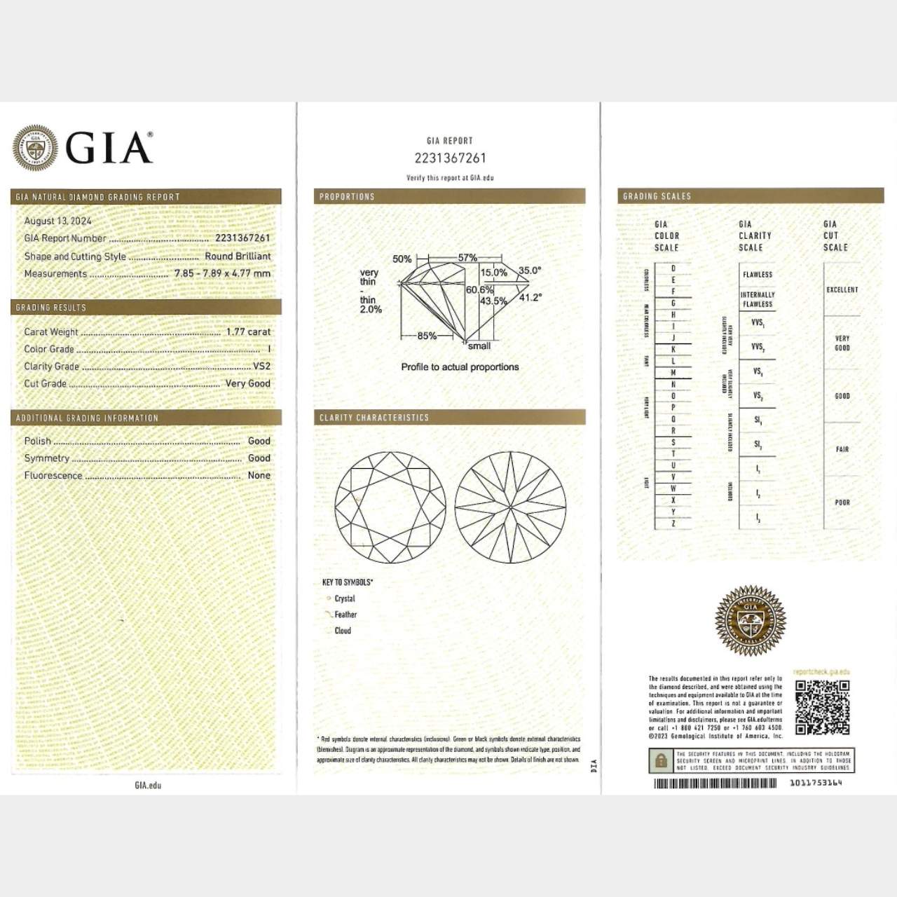 18K White Gold 1.77 Ct. GIA Certified Diamond Ring