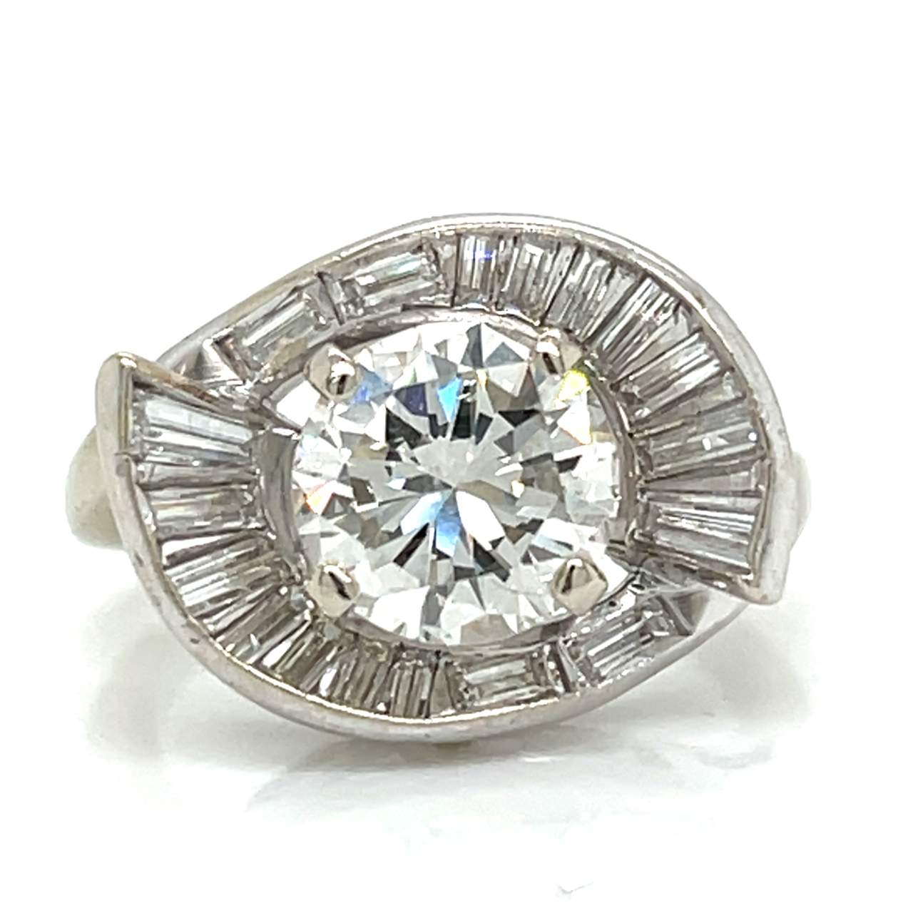 1950’s 14K White Gold 1.90 Ct. Diamond Ring