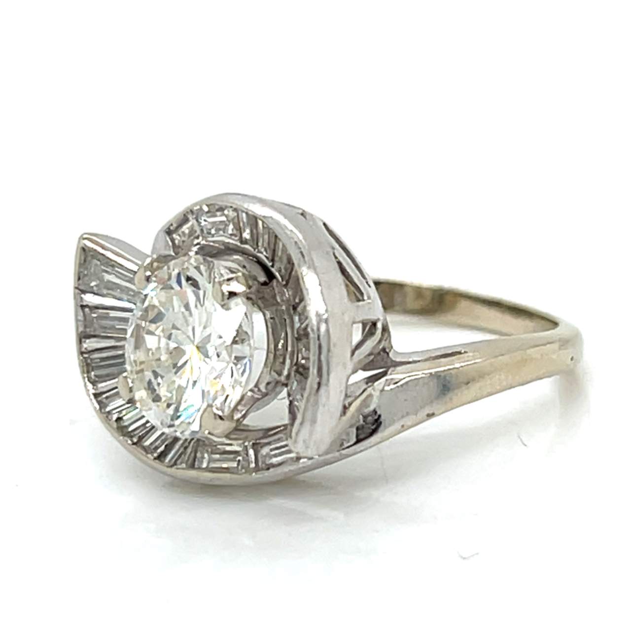 1950’s 14K White Gold 1.90 Ct. Diamond Ring