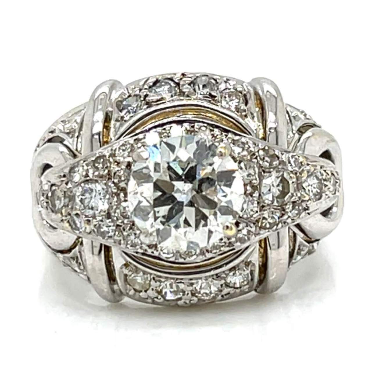 Art Deco 18K White Gold 3.40 Ct. Diamond Ring