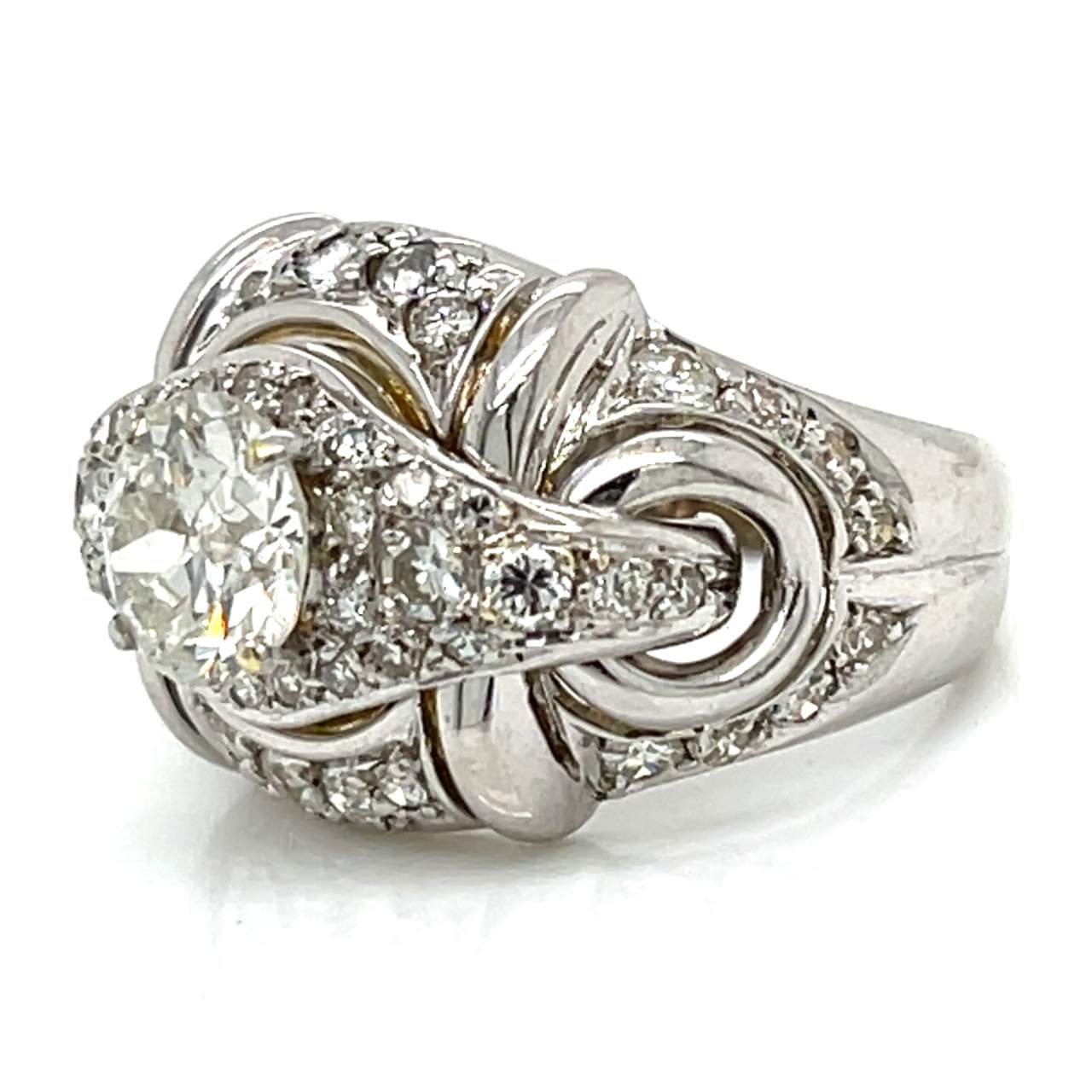Art Deco 18K White Gold 3.40 Ct. Diamond Ring