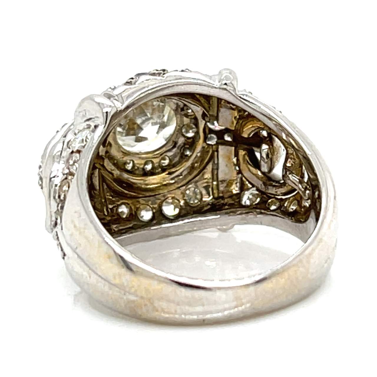 Art Deco 18K White Gold 3.40 Ct. Diamond Ring