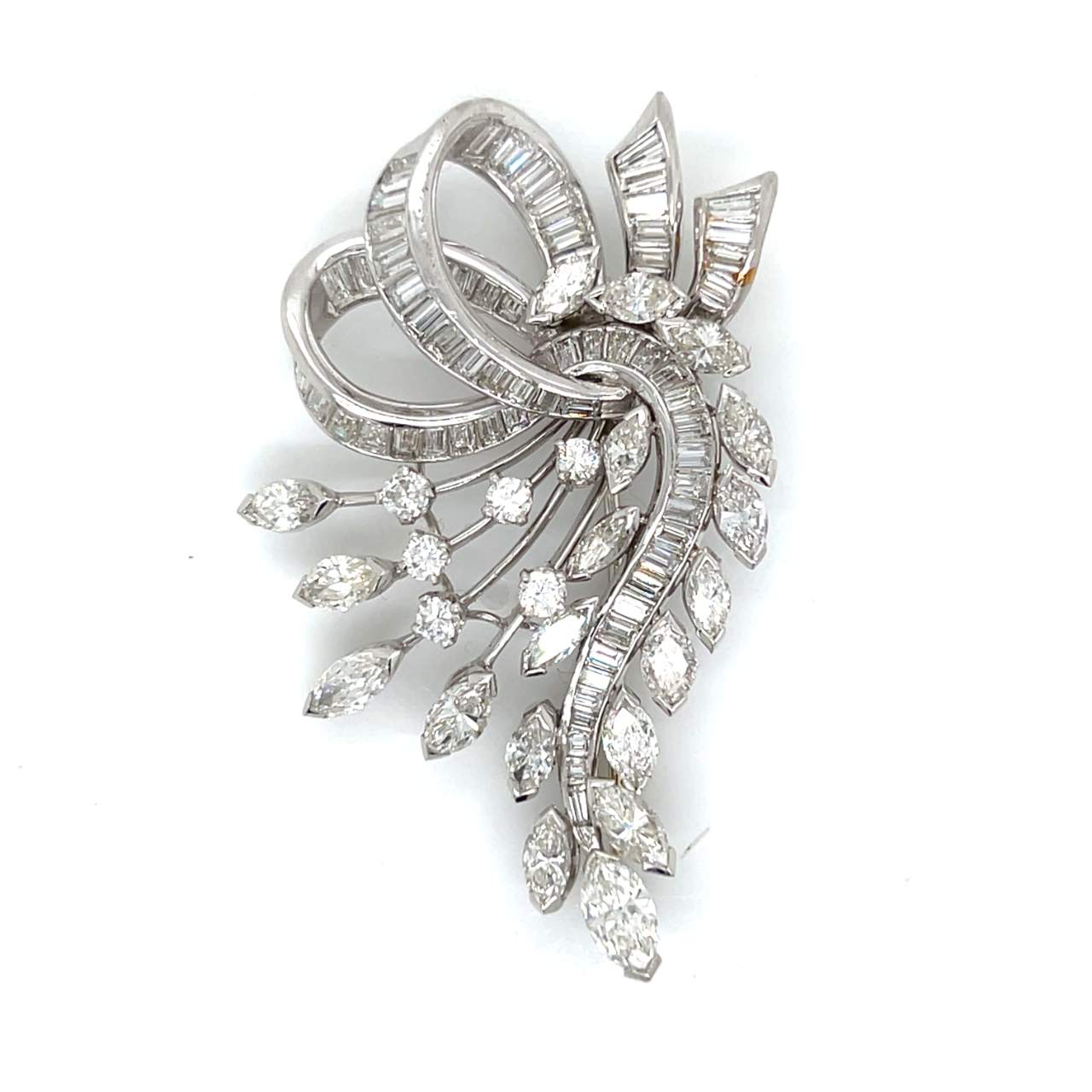 Art Deco Platinum 7.50 Ct. Diamond Brooch