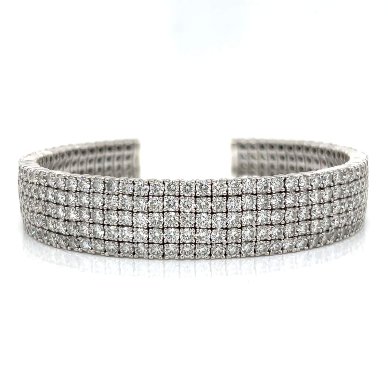 18K White Gold 16.96 Ct. Diamond Cuff Bracelet