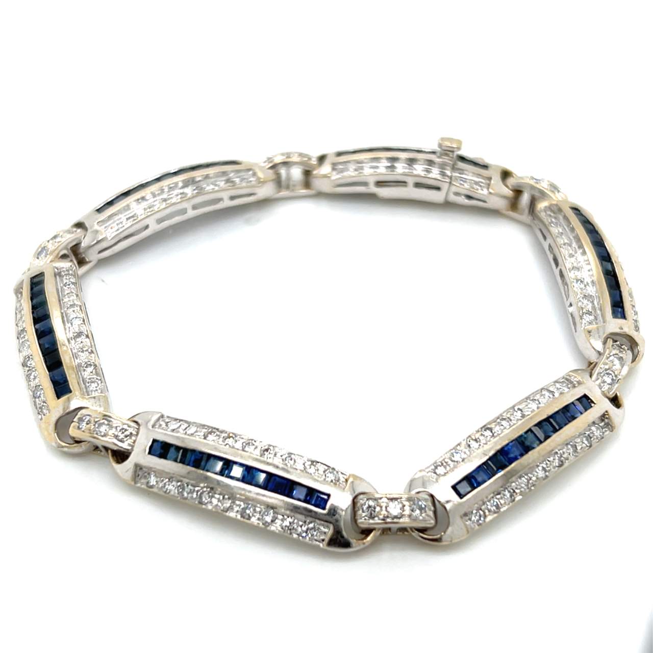18K White Gold Sapphire & Diamond Bracelet