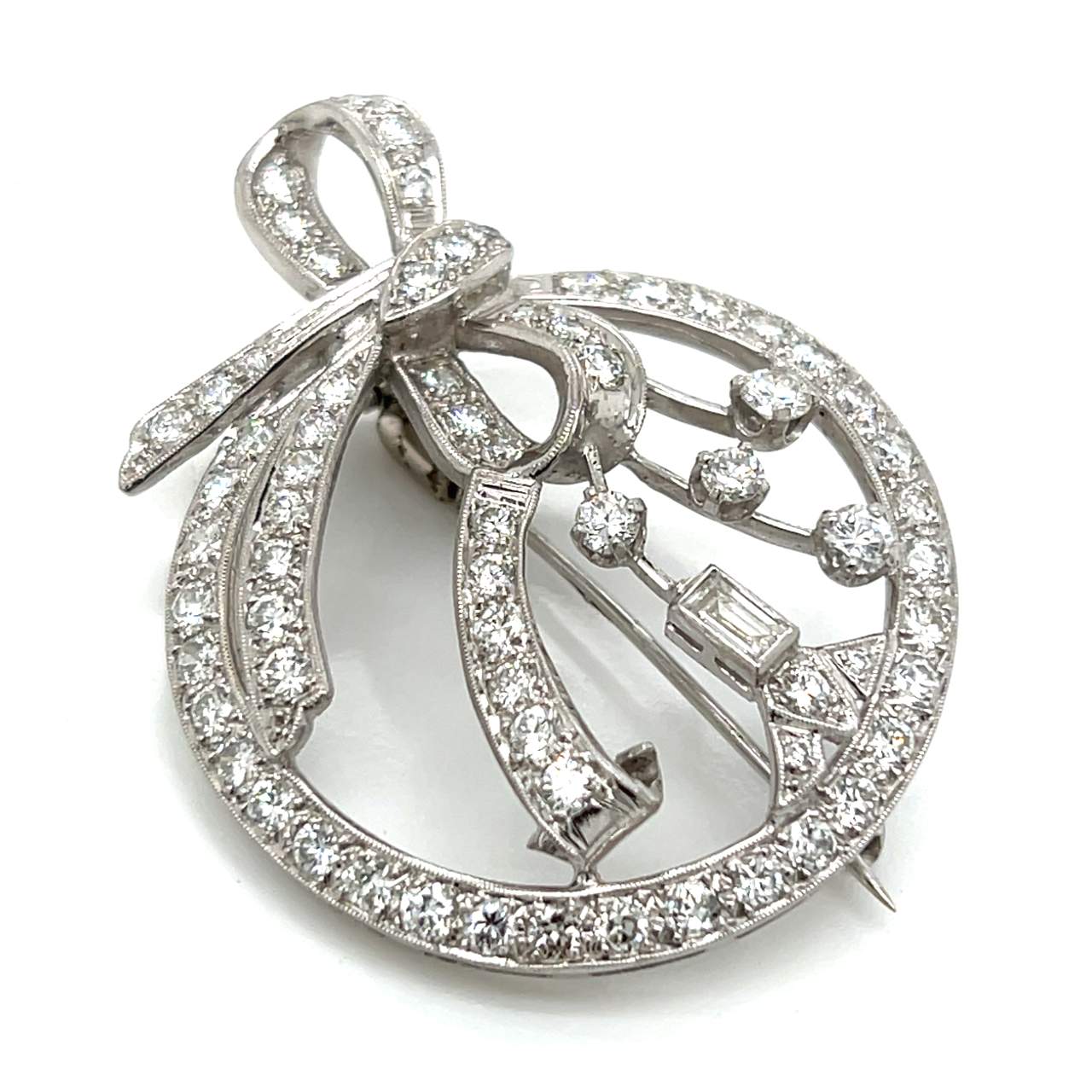 Art Deco Platinum 4.30 Ct. Diamond Brooch