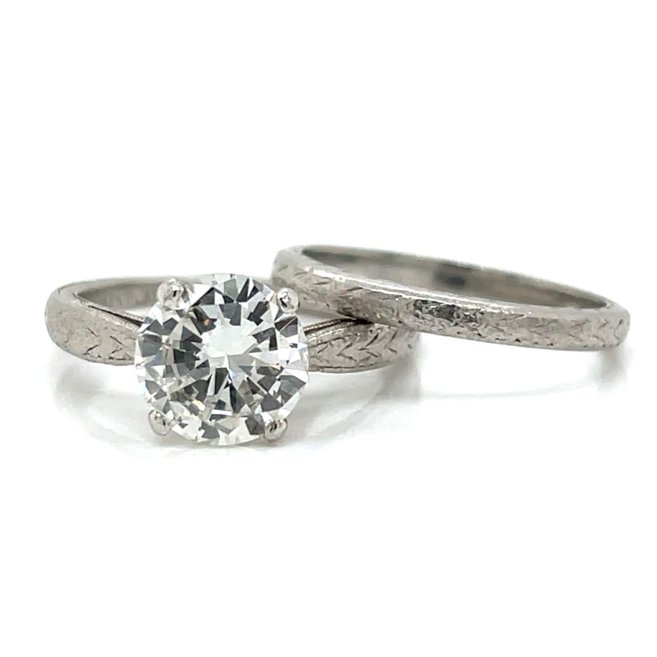 Platinum GIA Certified 1.95 Ct. Diamond Ring Set