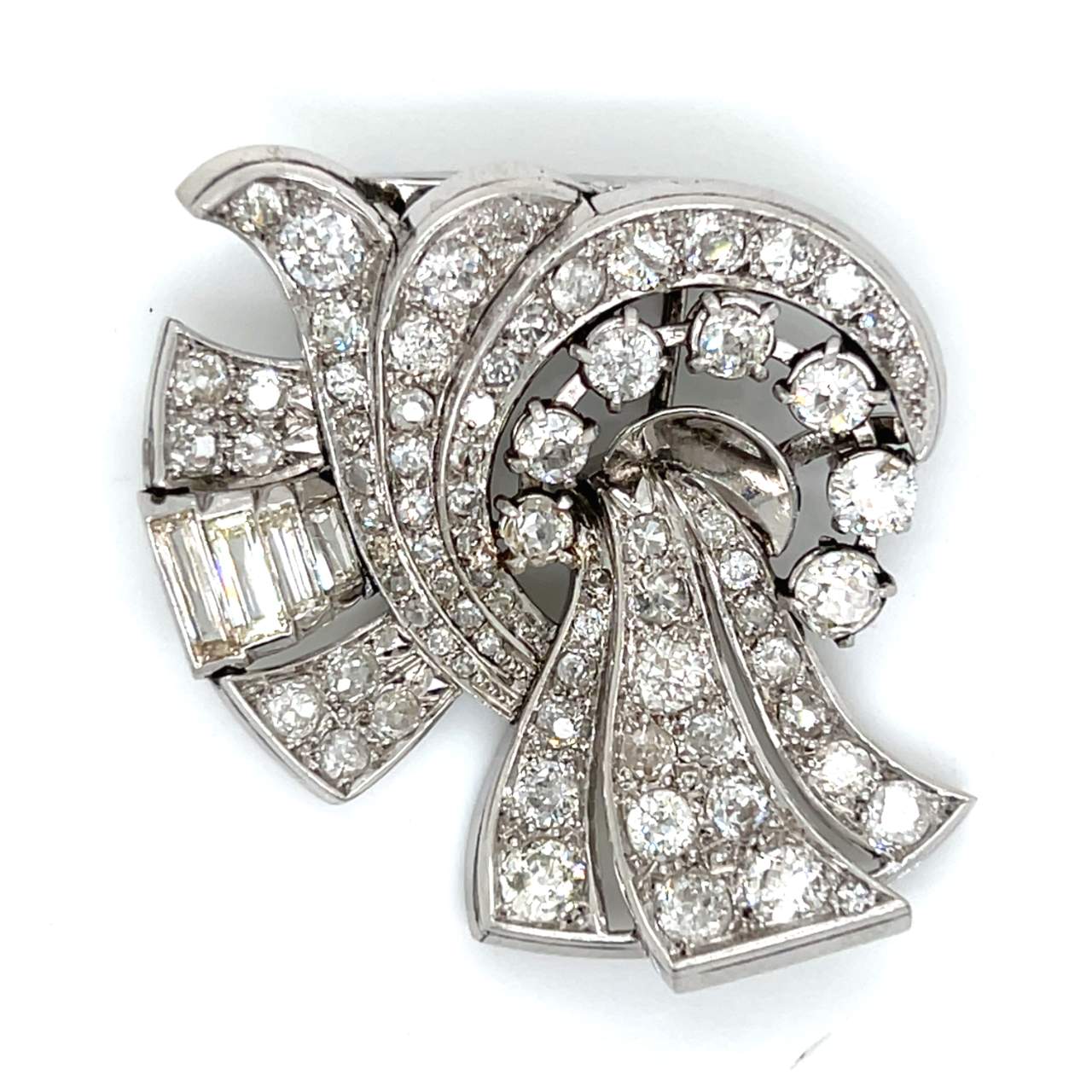 Art Deco Platinum 8.60 Ct. Diamond Brooch