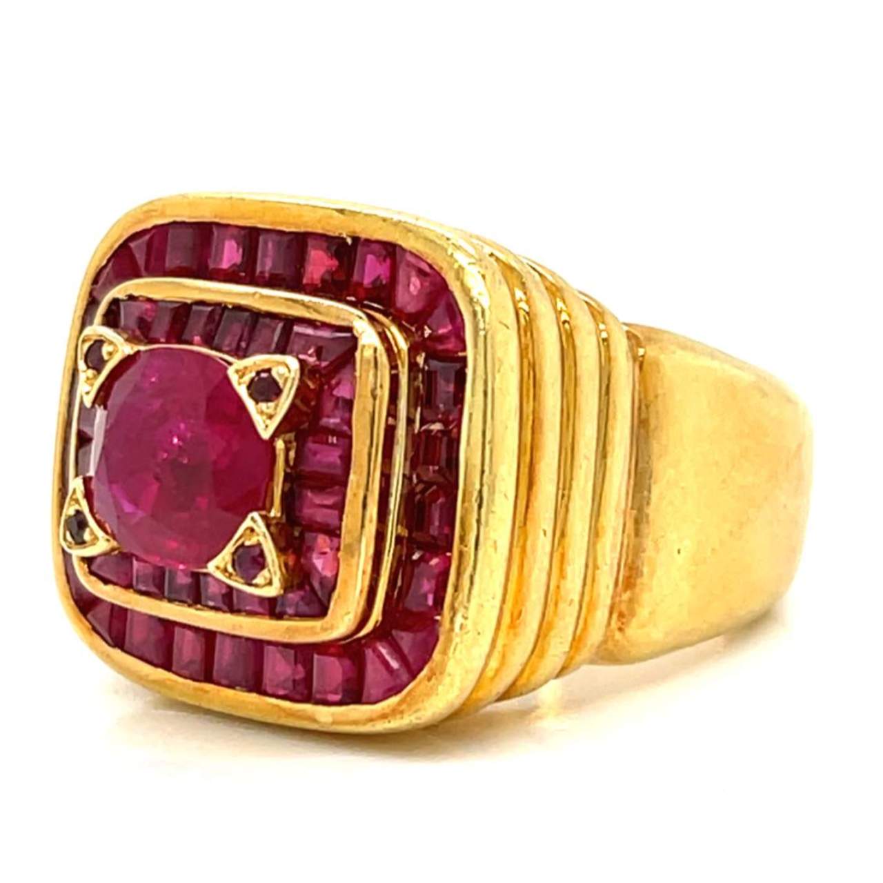 18K Yellow Gold GIA Certified Burma Ruby Ring