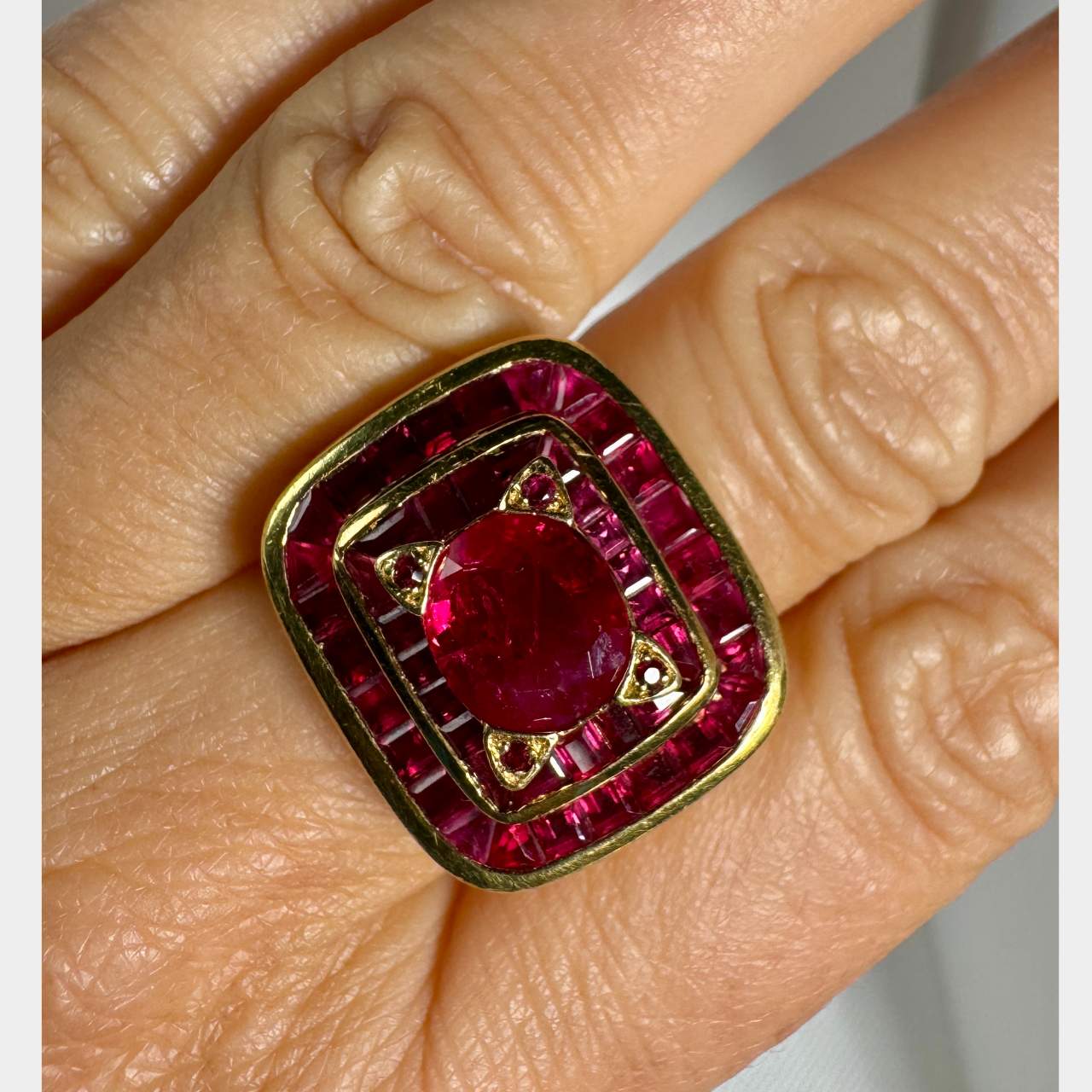 18K Yellow Gold GIA Certified Burma Ruby Ring