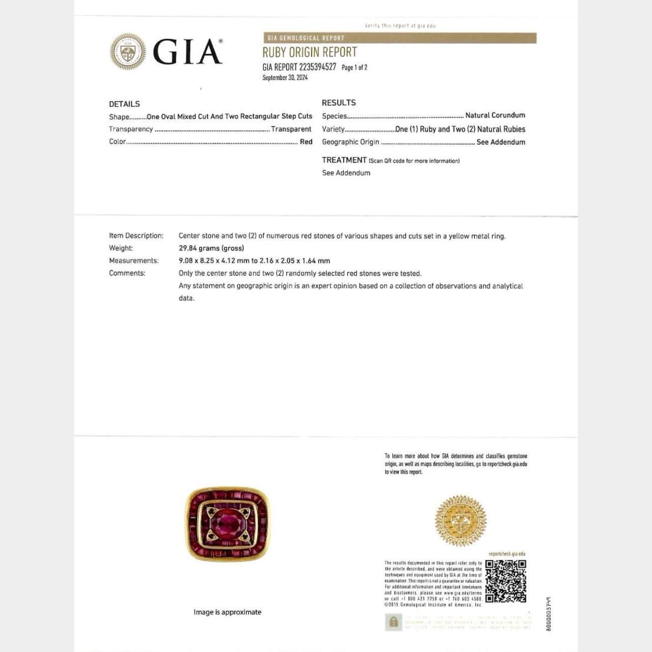 18K Yellow Gold GIA Certified Burma Ruby Ring