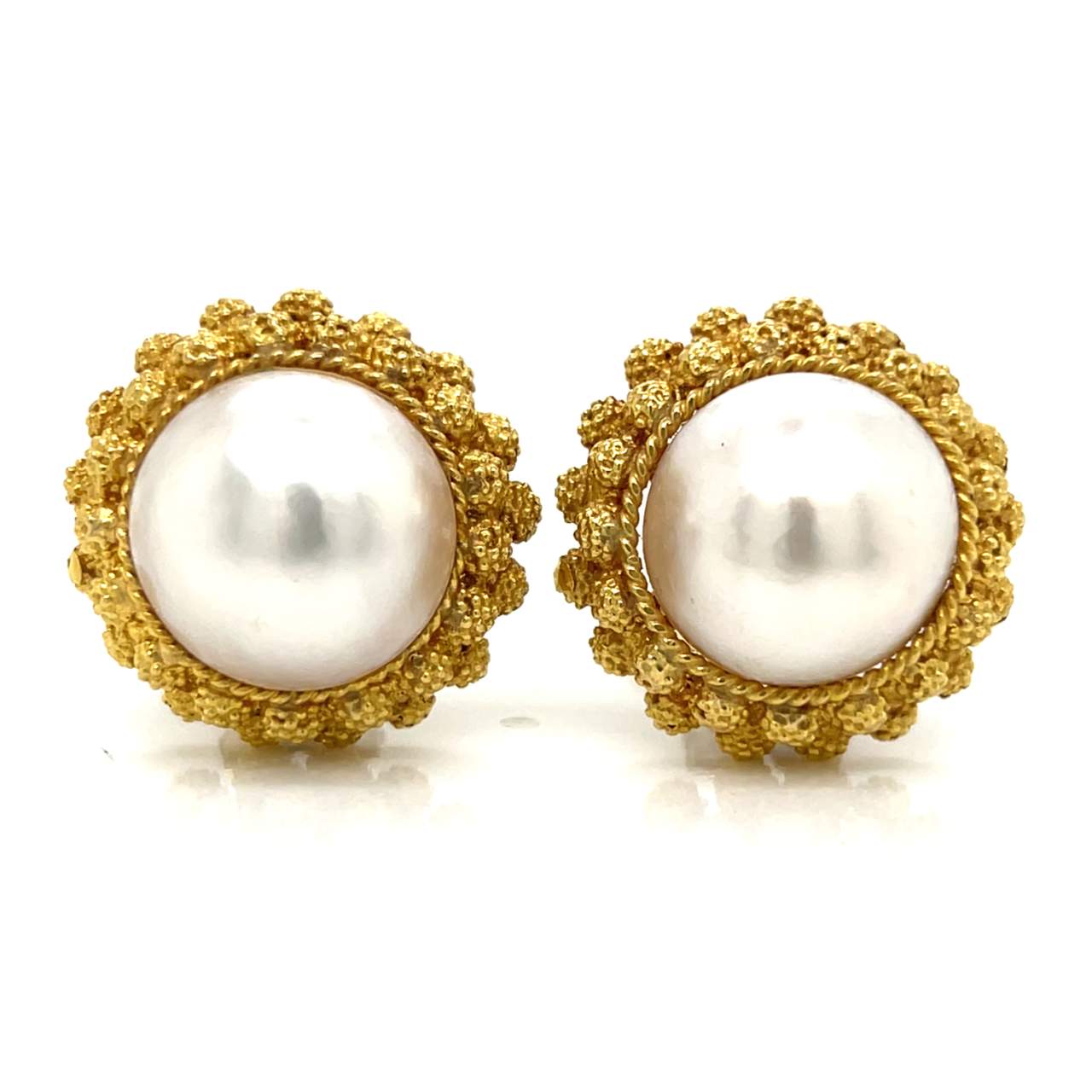 18K Yellow Gold Mabe Pearl Earrings