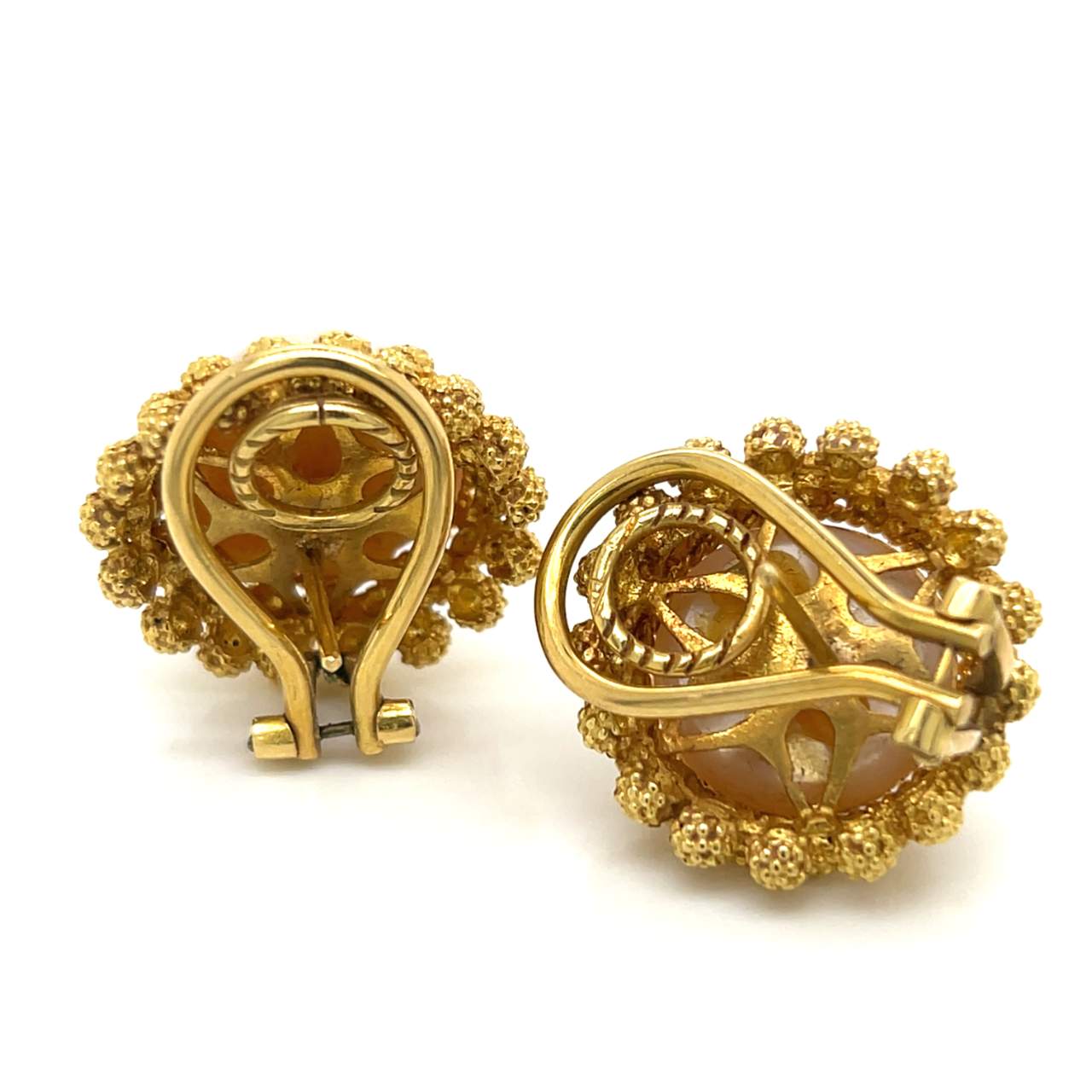 18K Yellow Gold Mabe Pearl Earrings