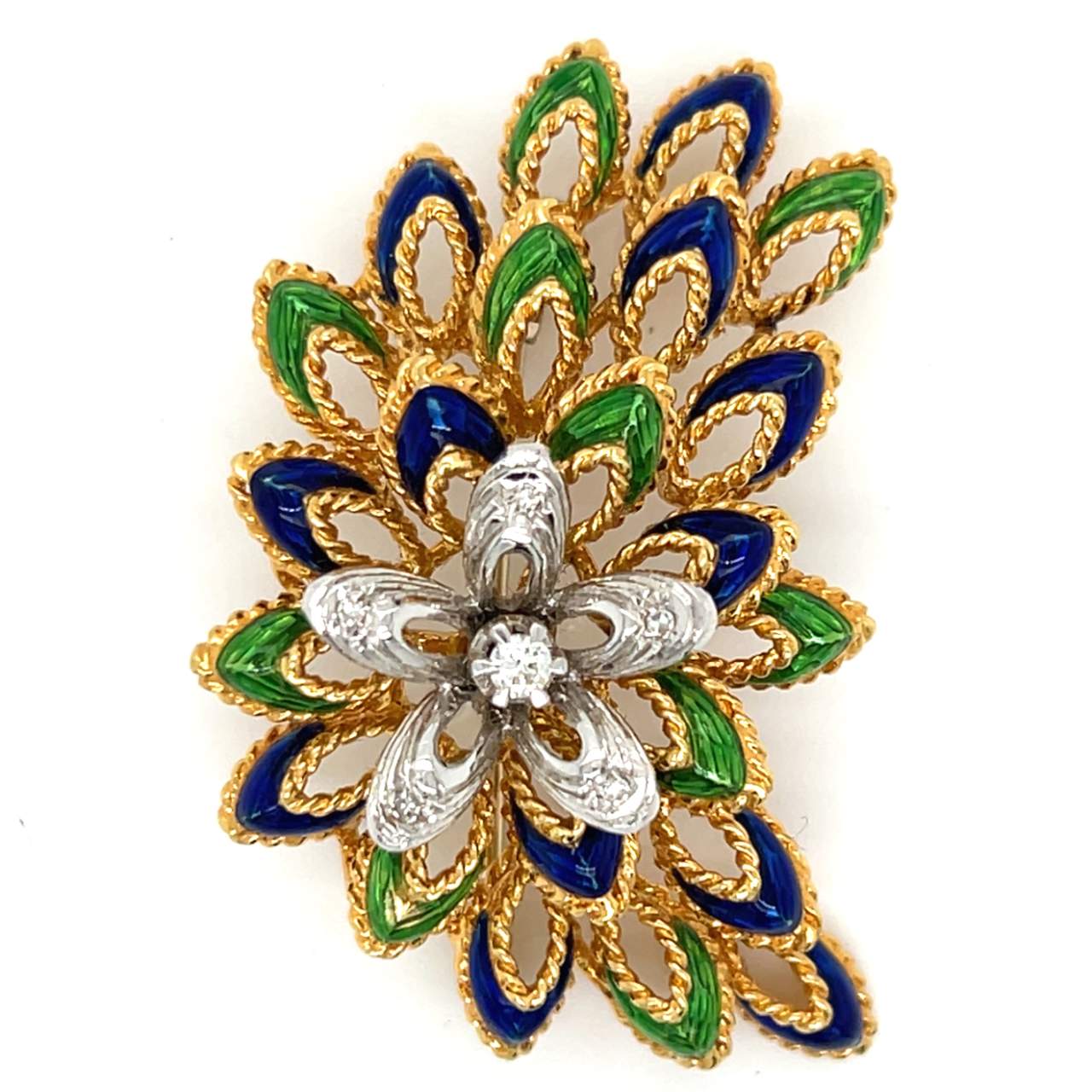 18K Yellow Gold Diamond Brooch